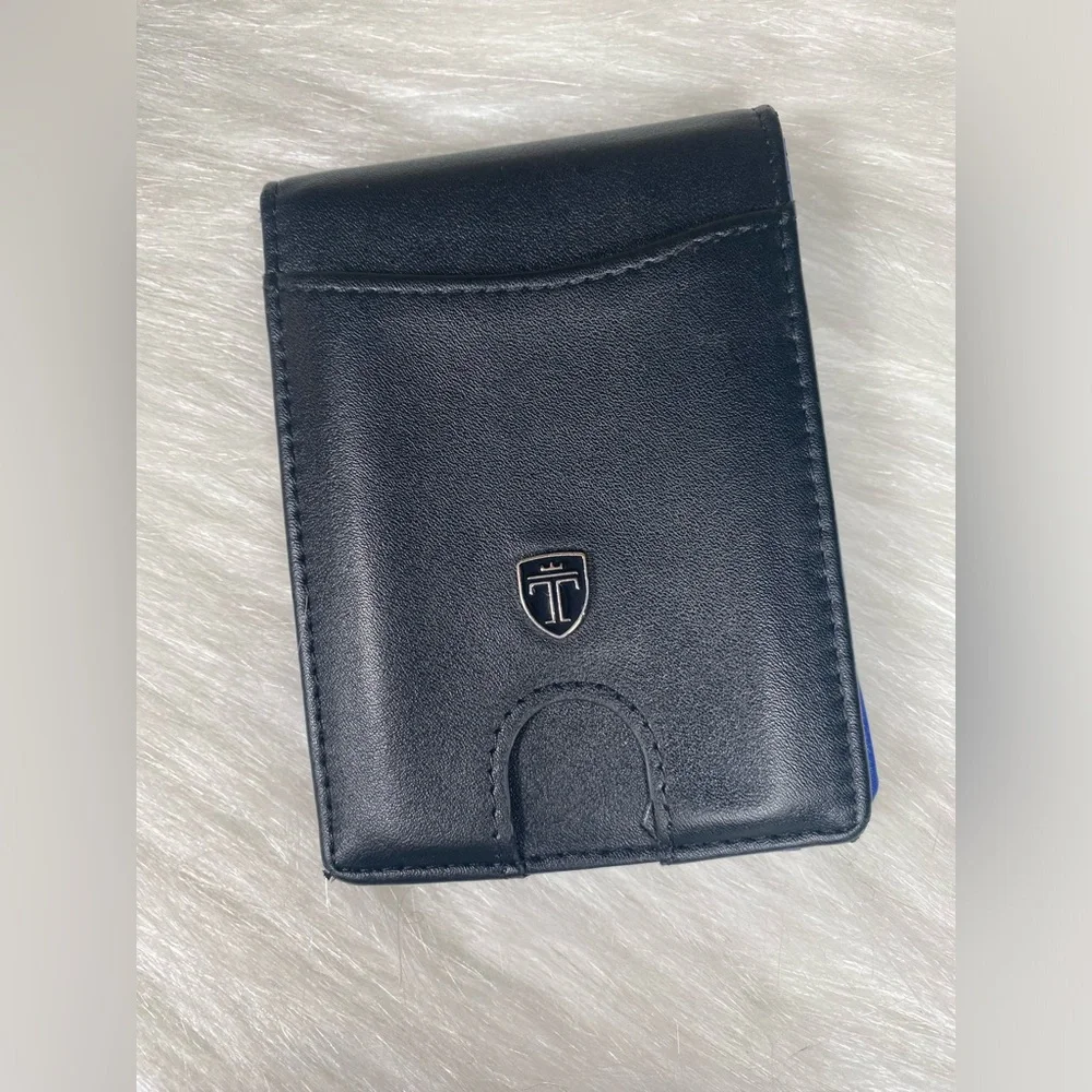 Mens Travando Slim Wallet with Money Clip Black And Blue